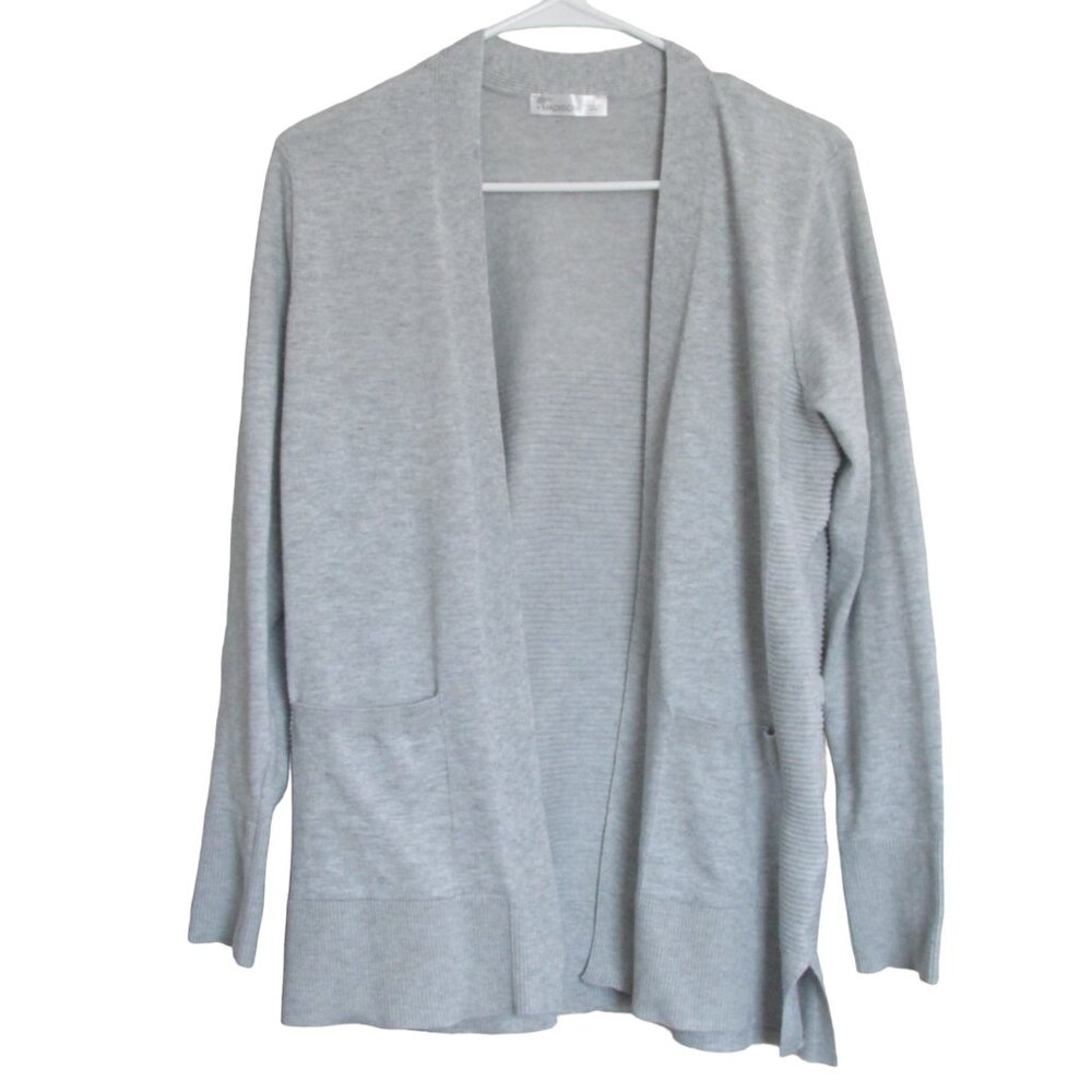 89th & Madison Open Front Cardigan Sweater Womens Small Gray Long Sleeve Shirt